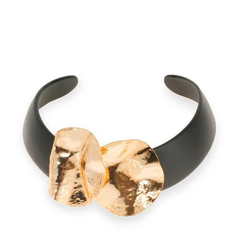 COLLANA SEMI RIGIRA CON DUE ELEMENTI ONDULATI E MARTELLATI