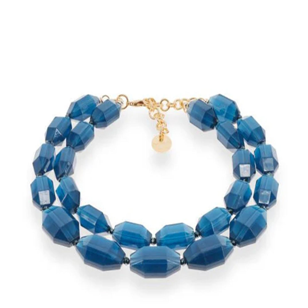 COLLANA GIROCOLLO A DOPPIO FILO CON PIETRE OTTAGONALI SFACCETTATE