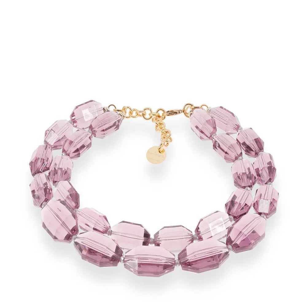 COLLANA GIROCOLLO A DOPPIO FILO CON PIETRE OTTAGONALI SFACCETTATE