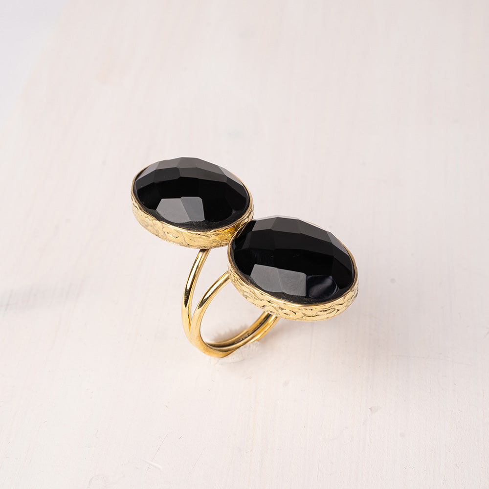 ANELLO CON DOPPIA PIETRA OVALE