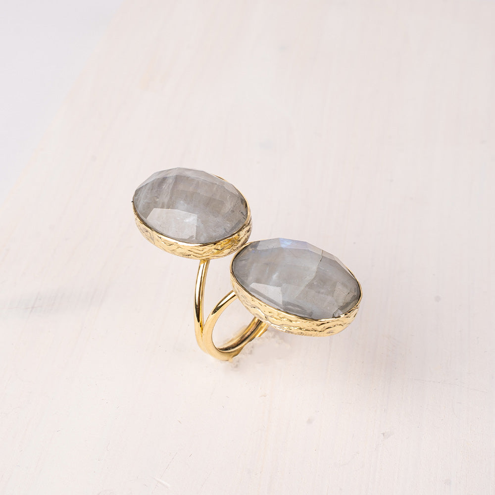 ANELLO CON DOPPIA PIETRA OVALE