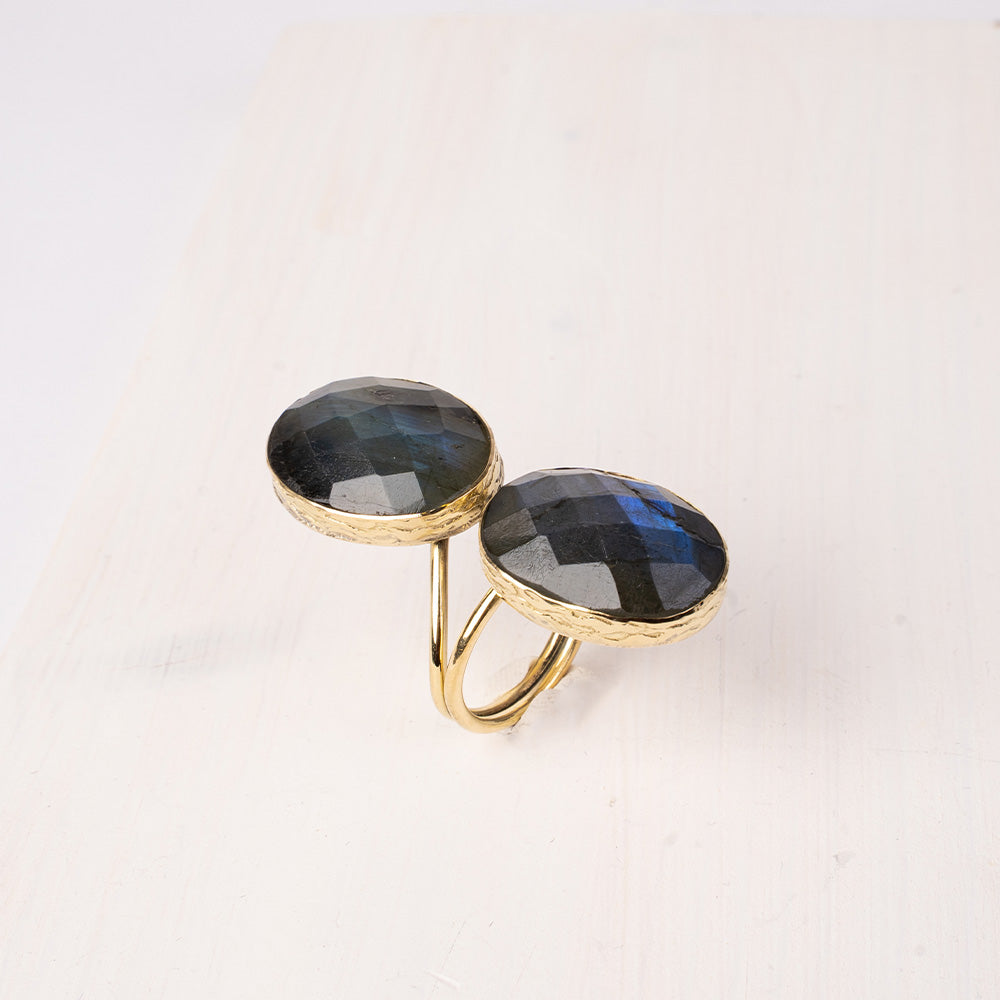 ANELLO CON DOPPIA PIETRA OVALE