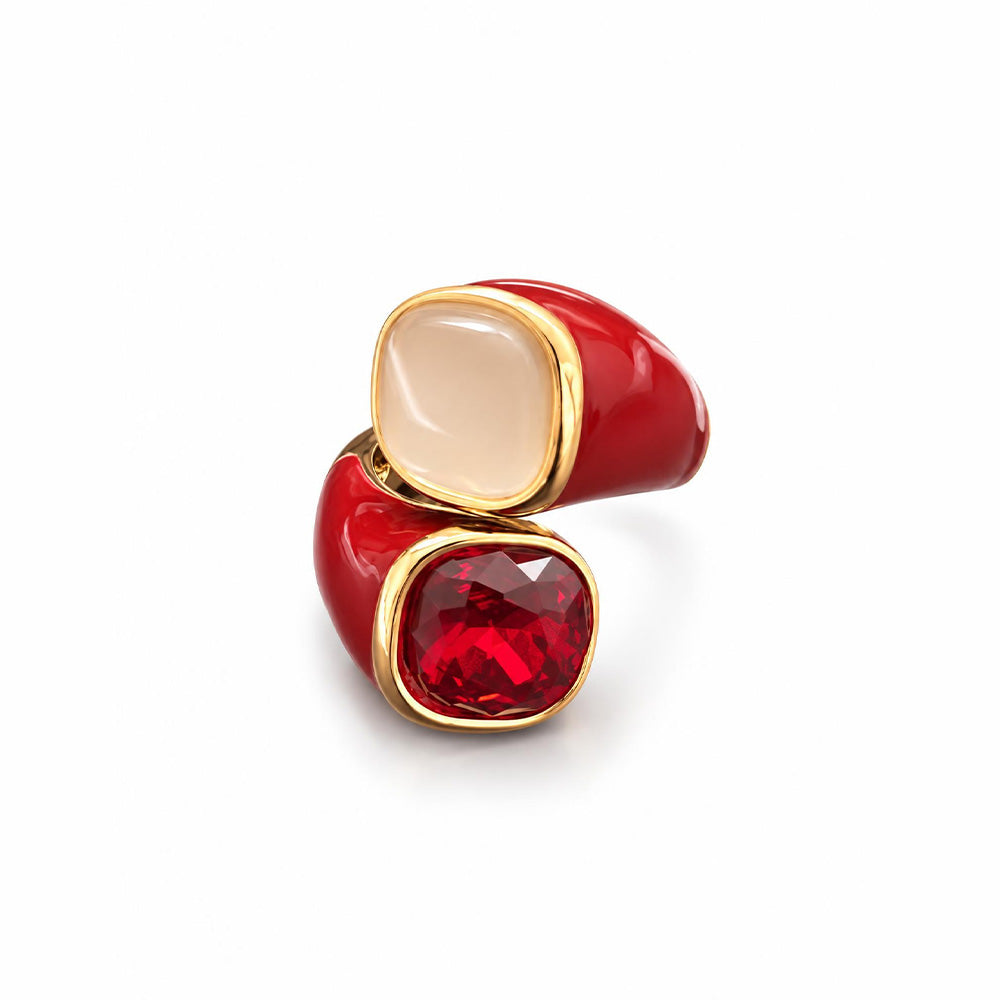 ANELLO APERTO CON DOPPIA PIETRA