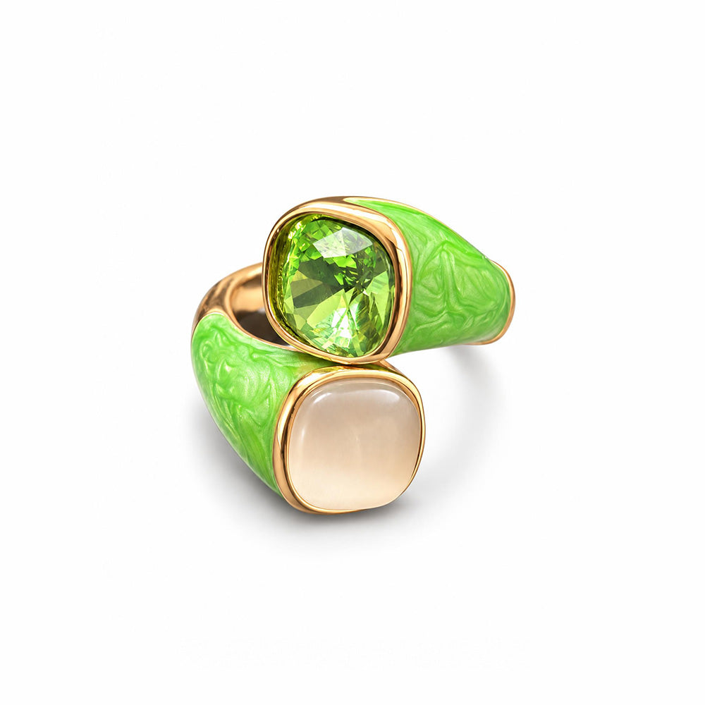 ANELLO APERTO CON DOPPIA PIETRA