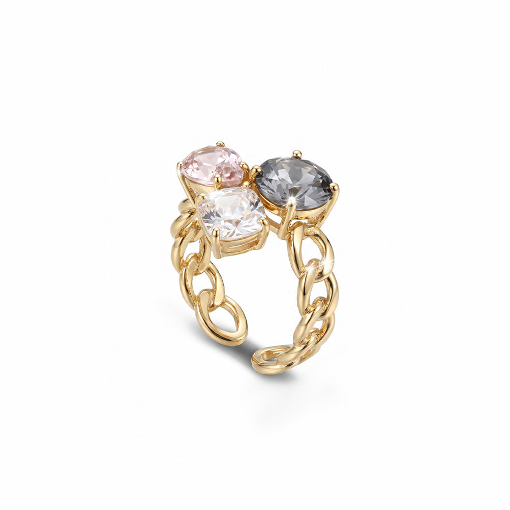ANELLO REGOLABILE CON TRE PIETRE COLORATE