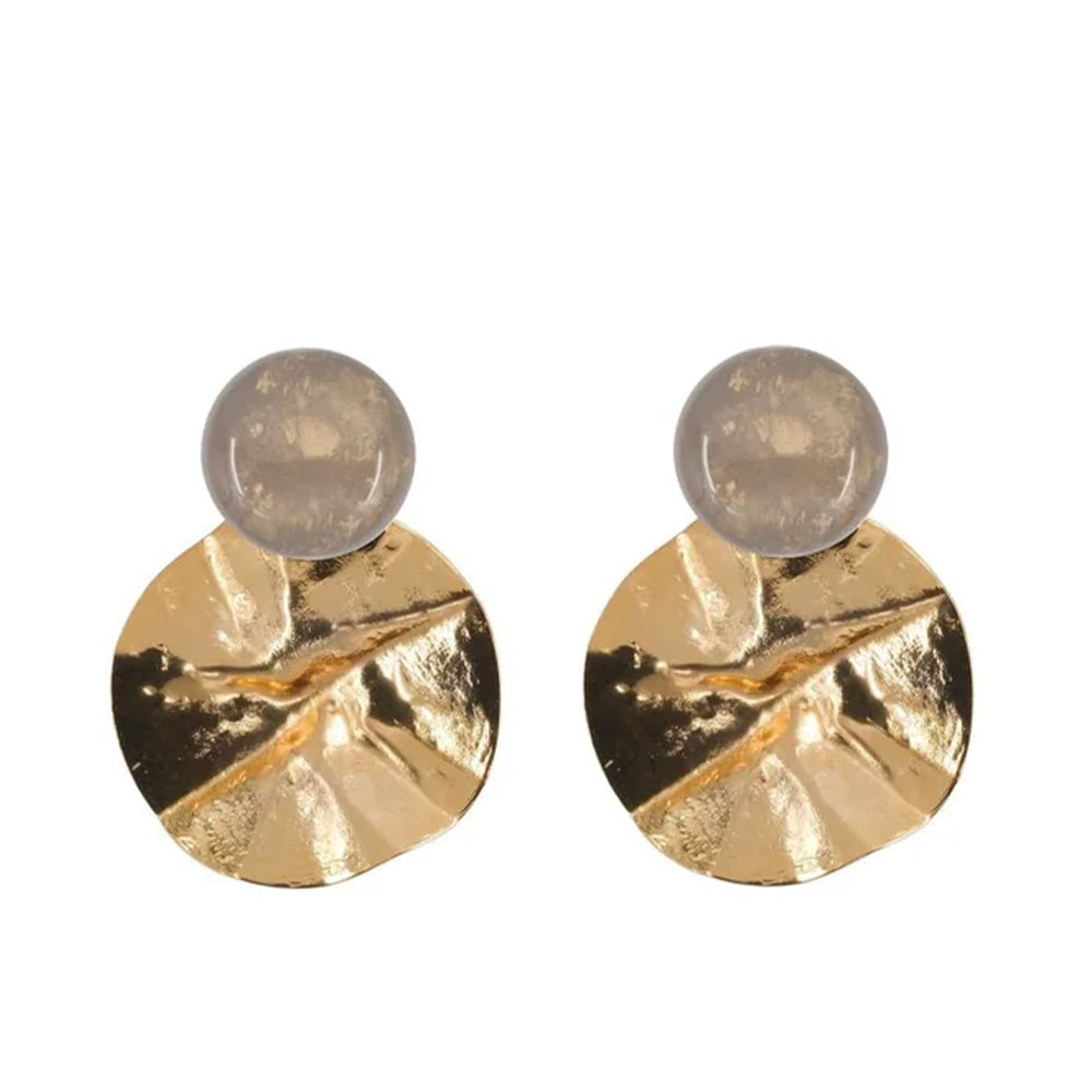 ORECCHINI CON PIASTRA MARMORIZZATA E ELEMENTO ONDULATO PENDENTE