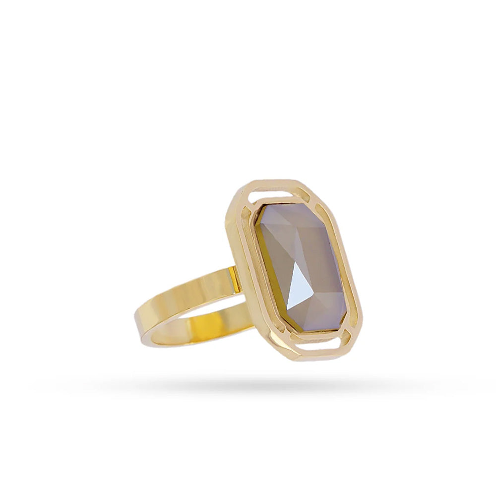 ANELLO CON PIETRA RETTANFOLARE COLORATA