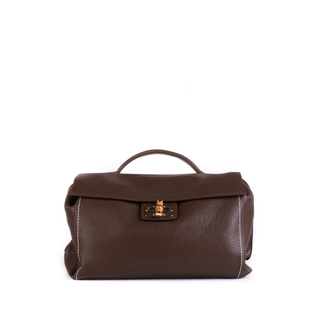 BORSA A MANO CON CHIUSURA A PATTINA CHIUSURA A BAMBOO