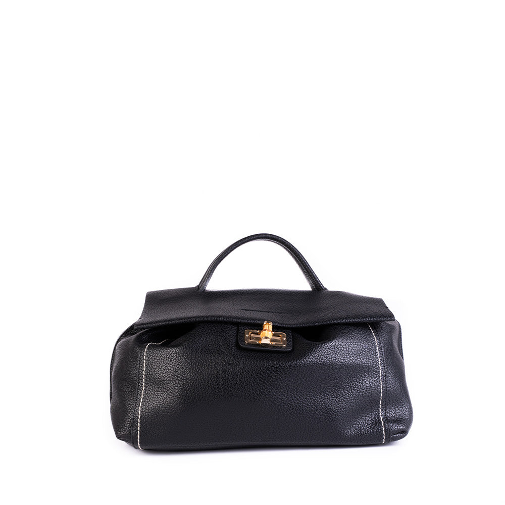 BORSA A MANO CON CHIUSURA A PATTINA CHIUSURA A BAMBOO