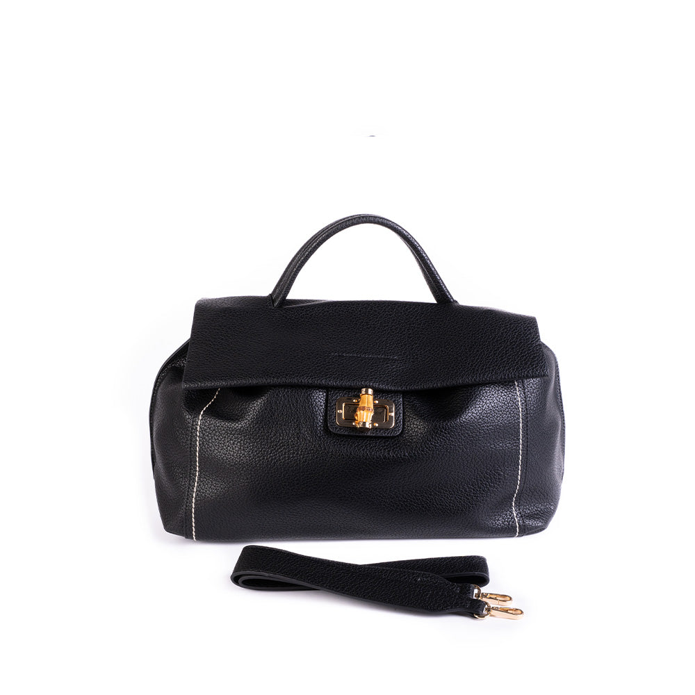 BORSA A MANO CON CHIUSURA A PATTINA CHIUSURA A BAMBOO