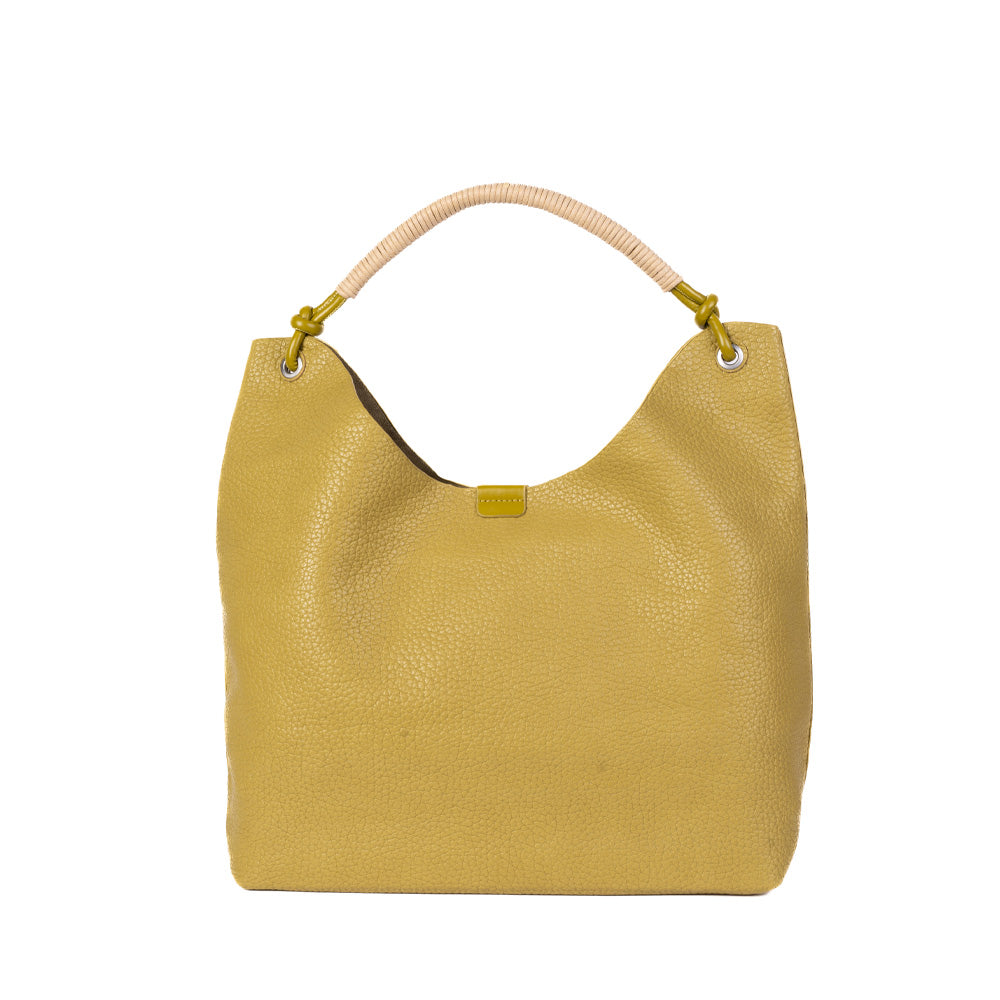SHOULDER BAG WITH ROLLED ROPE EFFECT HANDLE