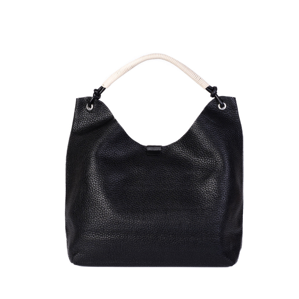 SHOULDER BAG WITH ROLLED ROPE EFFECT HANDLE