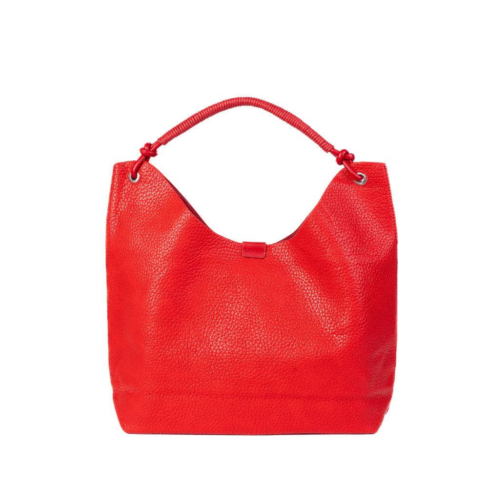 SHOULDER BAG WITH ROLLED ROPE EFFECT HANDLE