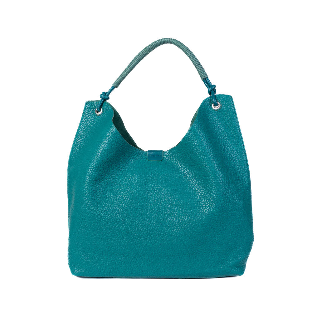 SHOULDER BAG WITH ROLLED ROPE EFFECT HANDLE