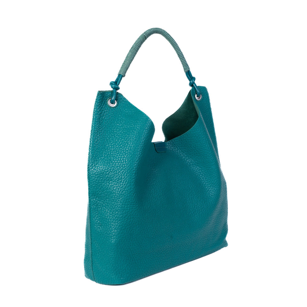 SHOULDER BAG WITH ROLLED ROPE EFFECT HANDLE