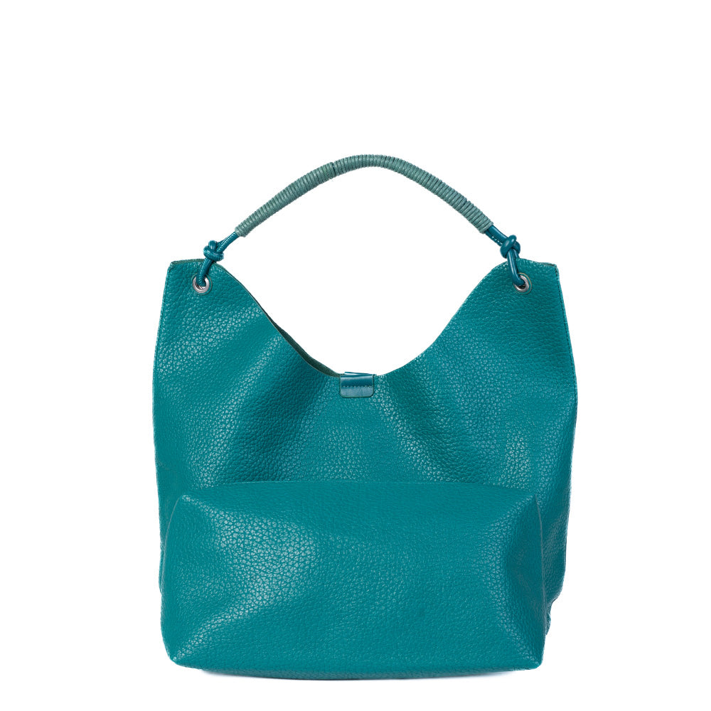 SHOULDER BAG WITH ROLLED ROPE EFFECT HANDLE