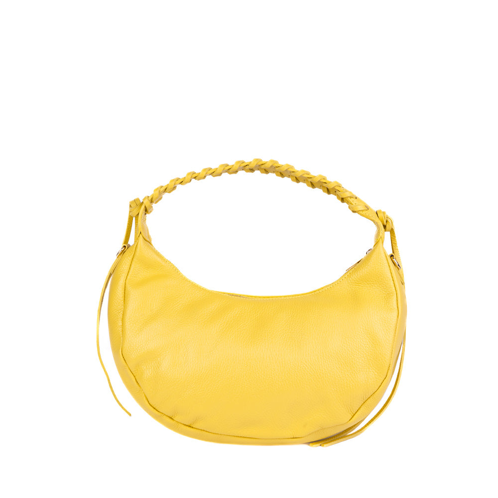 HALF MOON SHOULDER BAG WITH BRAIDED HANDLE