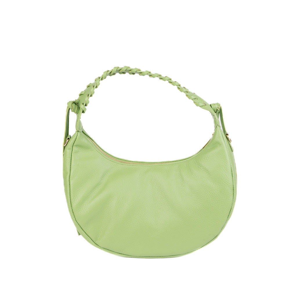 HALF MOON SHOULDER BAG WITH BRAIDED HANDLE