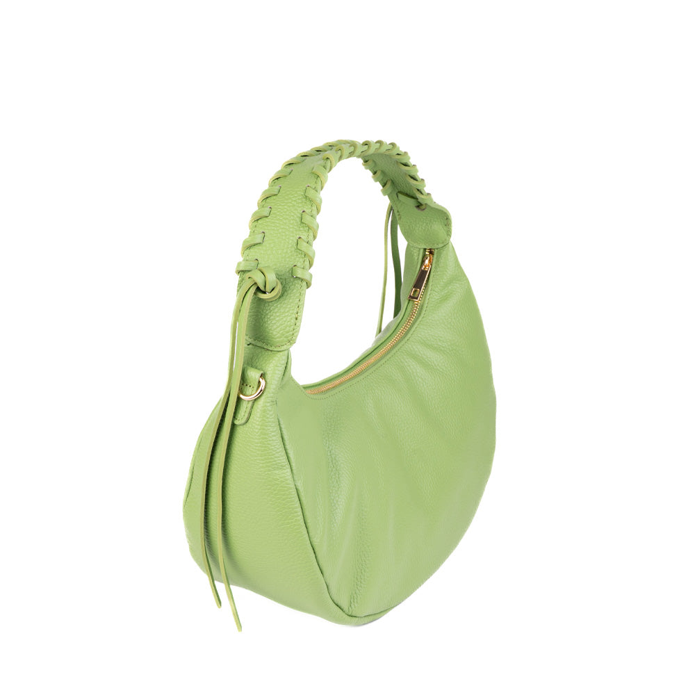 HALF MOON SHOULDER BAG WITH BRAIDED HANDLE