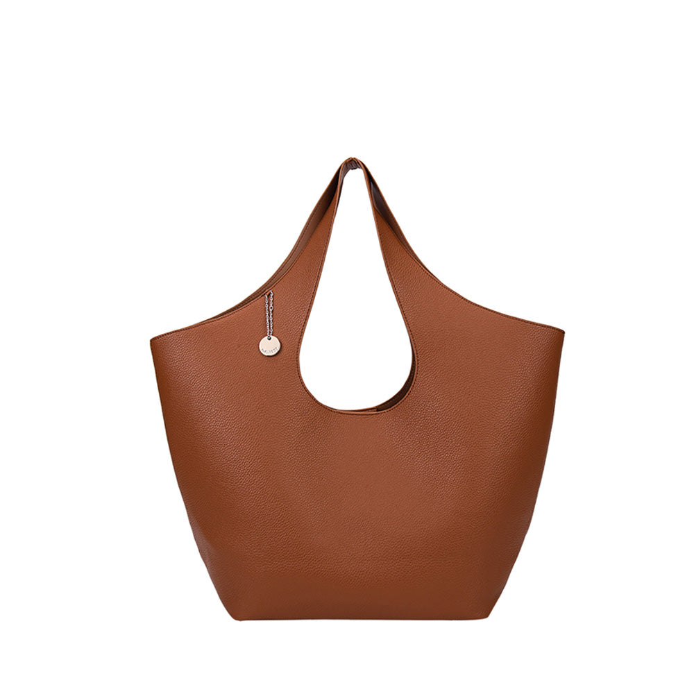HAMMERED SHOPPER SHOULDER BAG