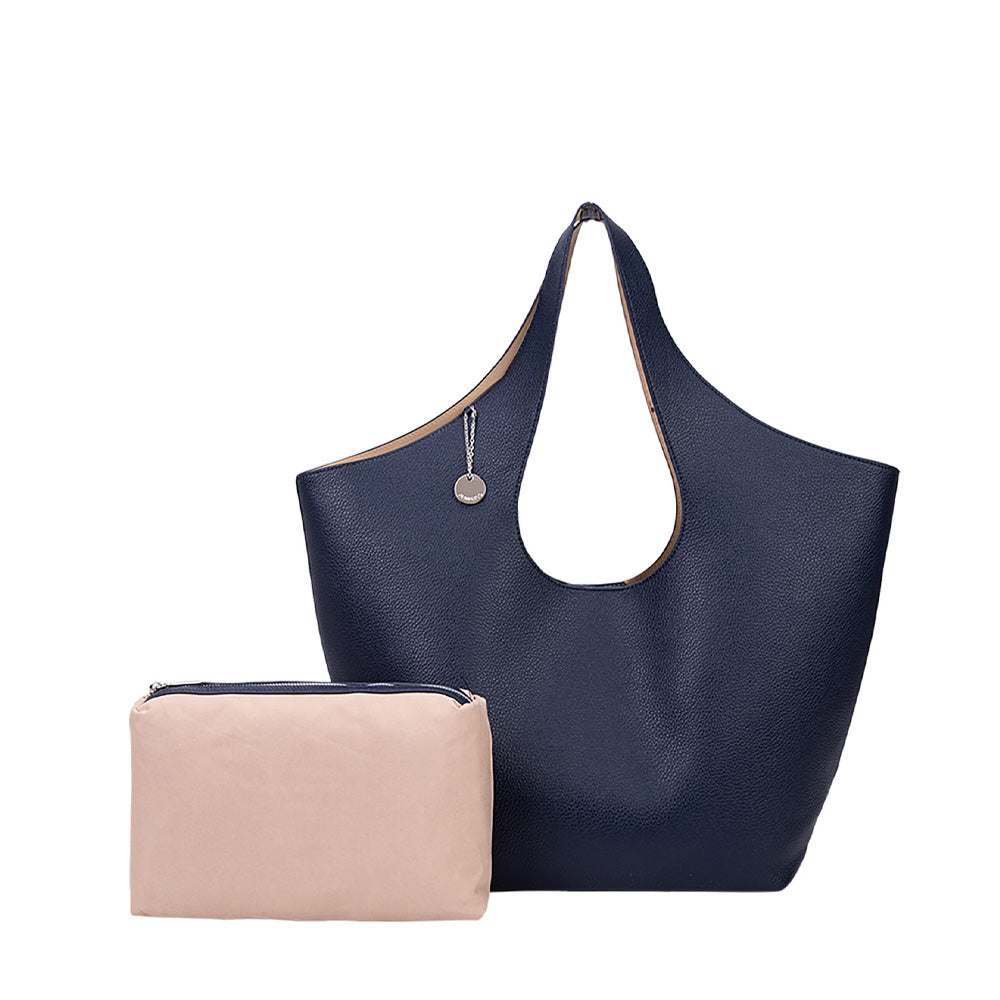 HAMMERED SHOPPER SHOULDER BAG