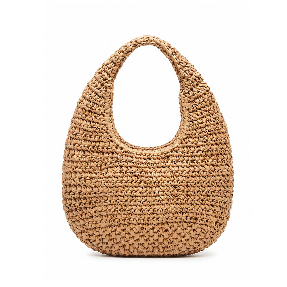 BORSA A SPALLA OVALE IN RAFIA