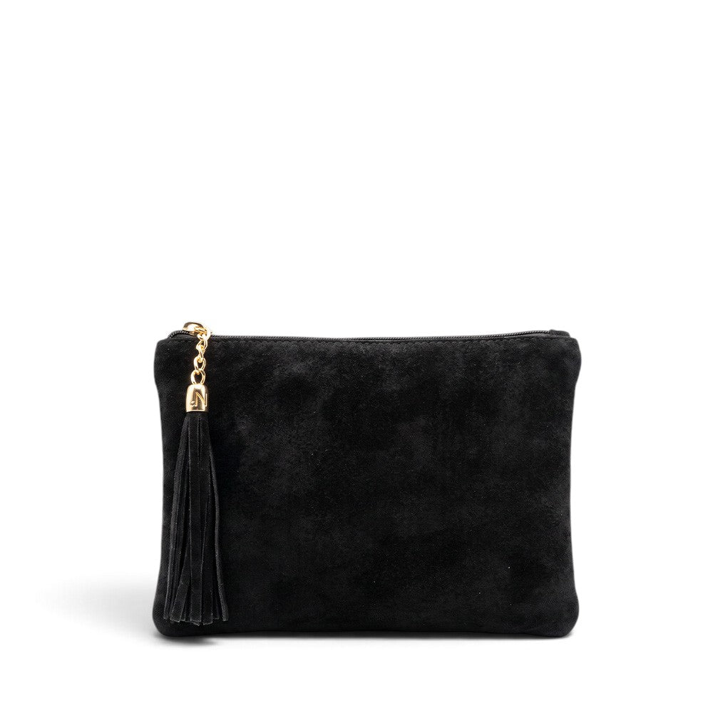BORSA POCHETTE IN CAMOSCIO CON NAPPINA SU ZIP