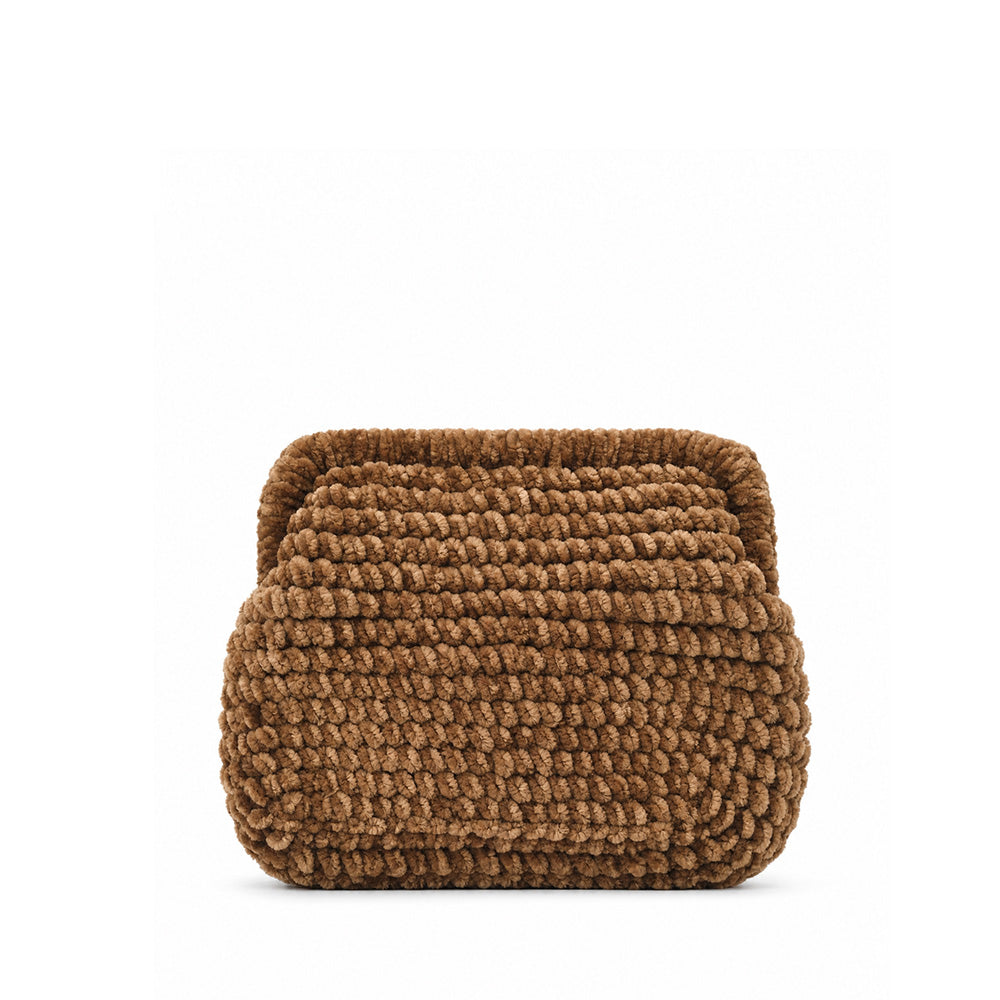 BORSA POCHETTE TRAMA INTRECCIATA CHIUSURA CLICK CLACK