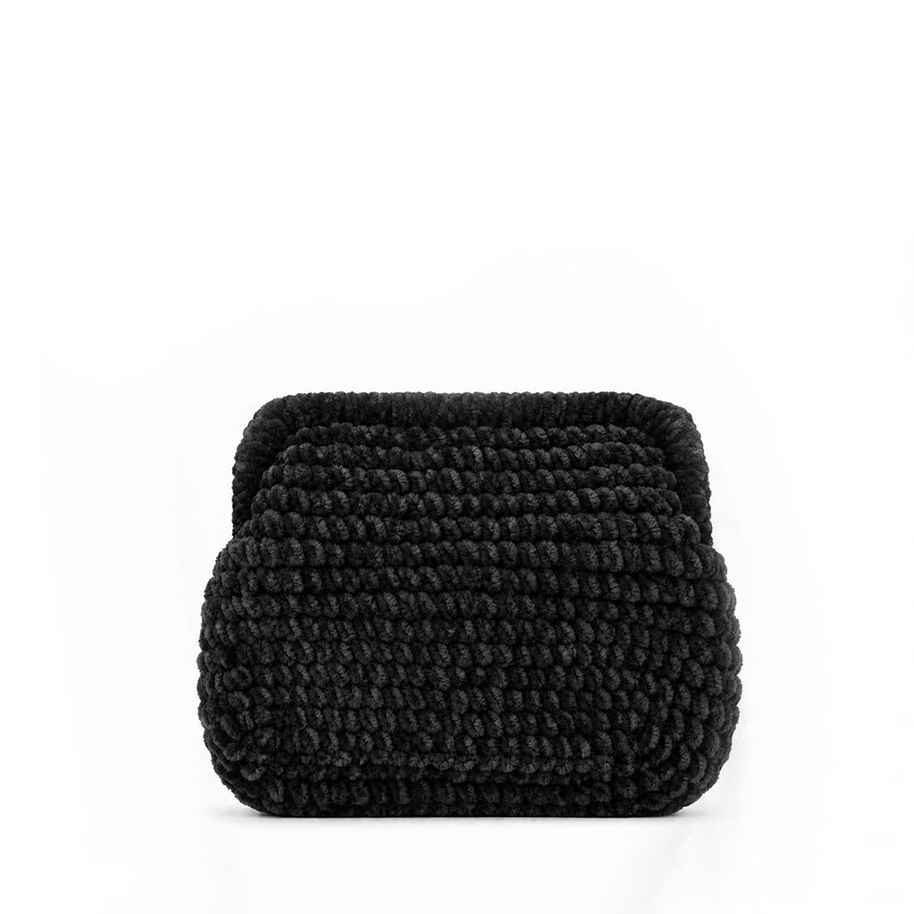 BORSA POCHETTE TRAMA INTRECCIATA CHIUSURA CLICK CLACK