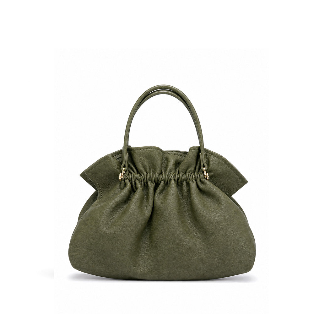 BORSA A SPALLA CON ARRICIATURA A SACCHETTO