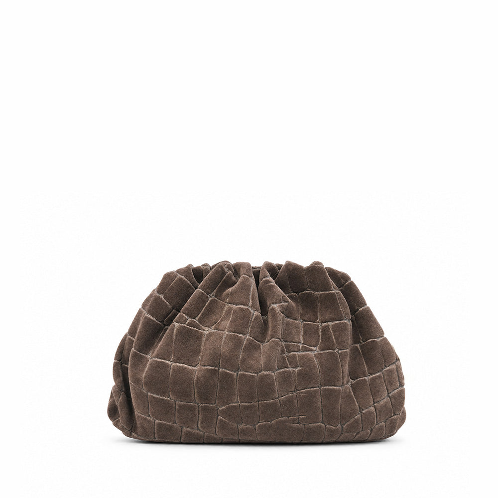 BORSA A SPALLA CAMOSCIO EFFETTO PELLE COCCODRILLO
