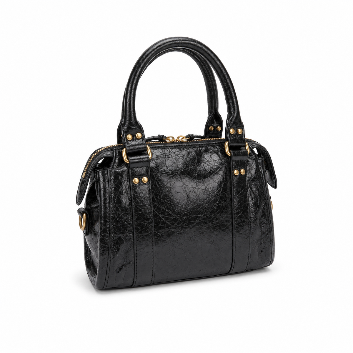 BORSA A MANO CON CHIUSURA A ZIP E STRINGHE DECORATIVE