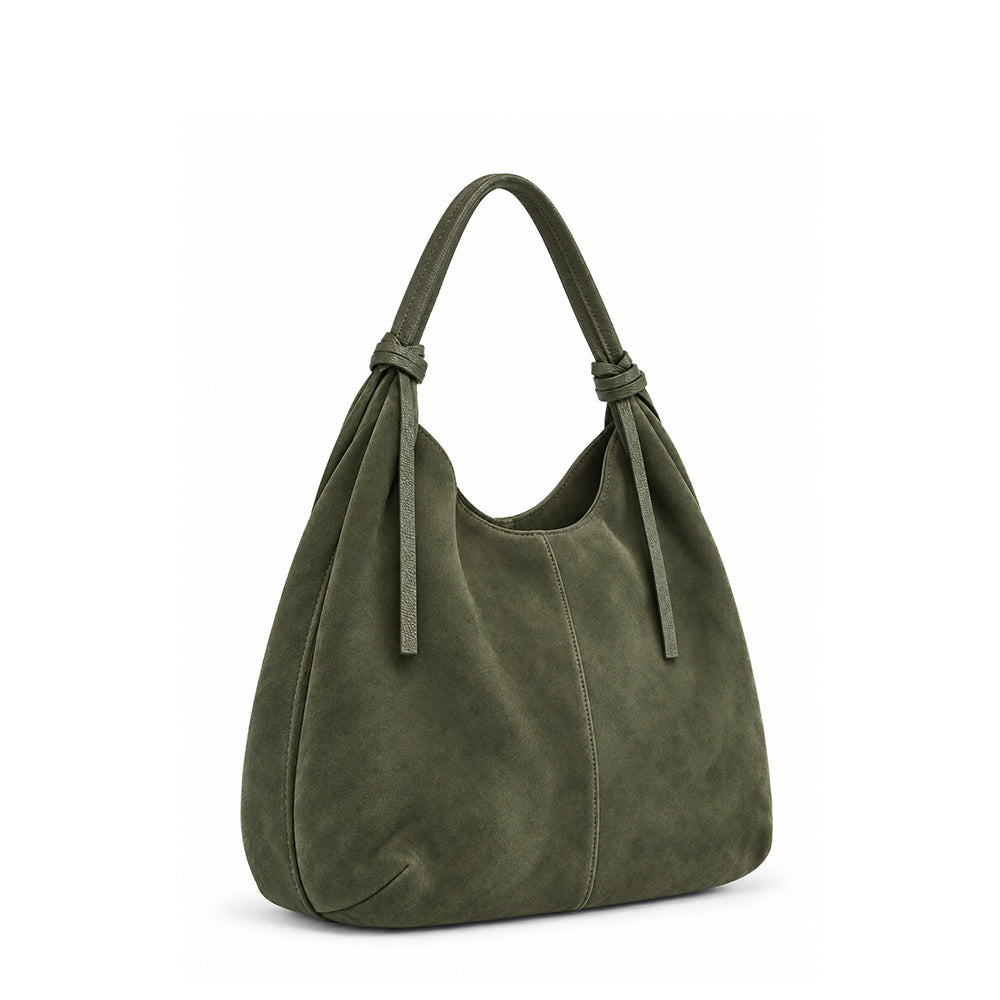 BORSA A SPALLA IN CAMOSCIO A SACCA CON NODI AL MANICO