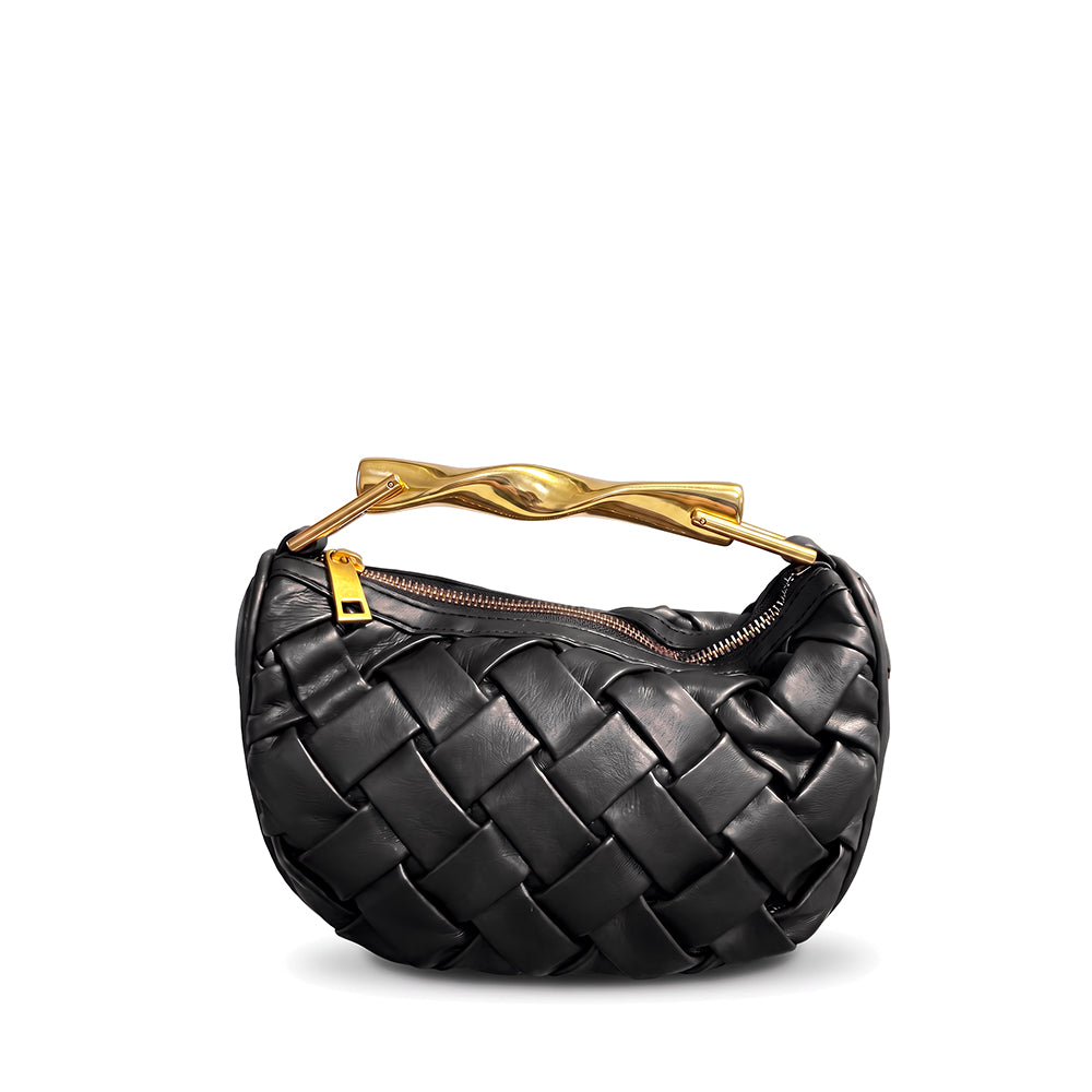 BORSA A MANO CON TEXTURE TRECCIATA E MANICO ARROTOLATO