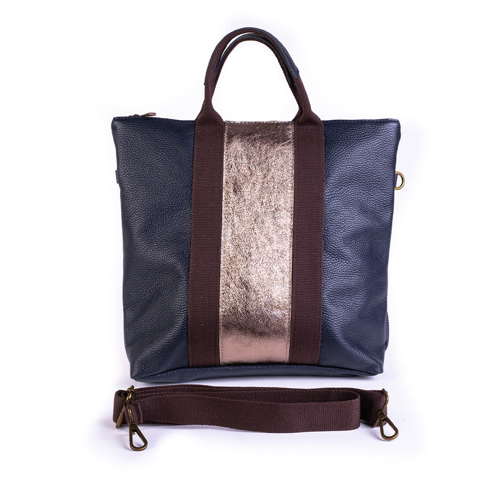 BORSA ZAINO CON STRISCIA CENTRALE METALLIZZATA