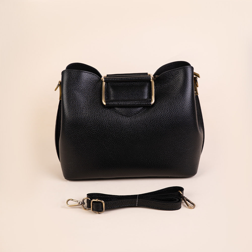 HANDBAG WITH RECTANGULAR METAL HANDLE