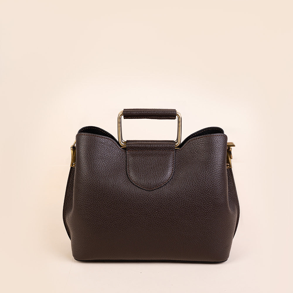 HANDBAG WITH RECTANGULAR METAL HANDLE