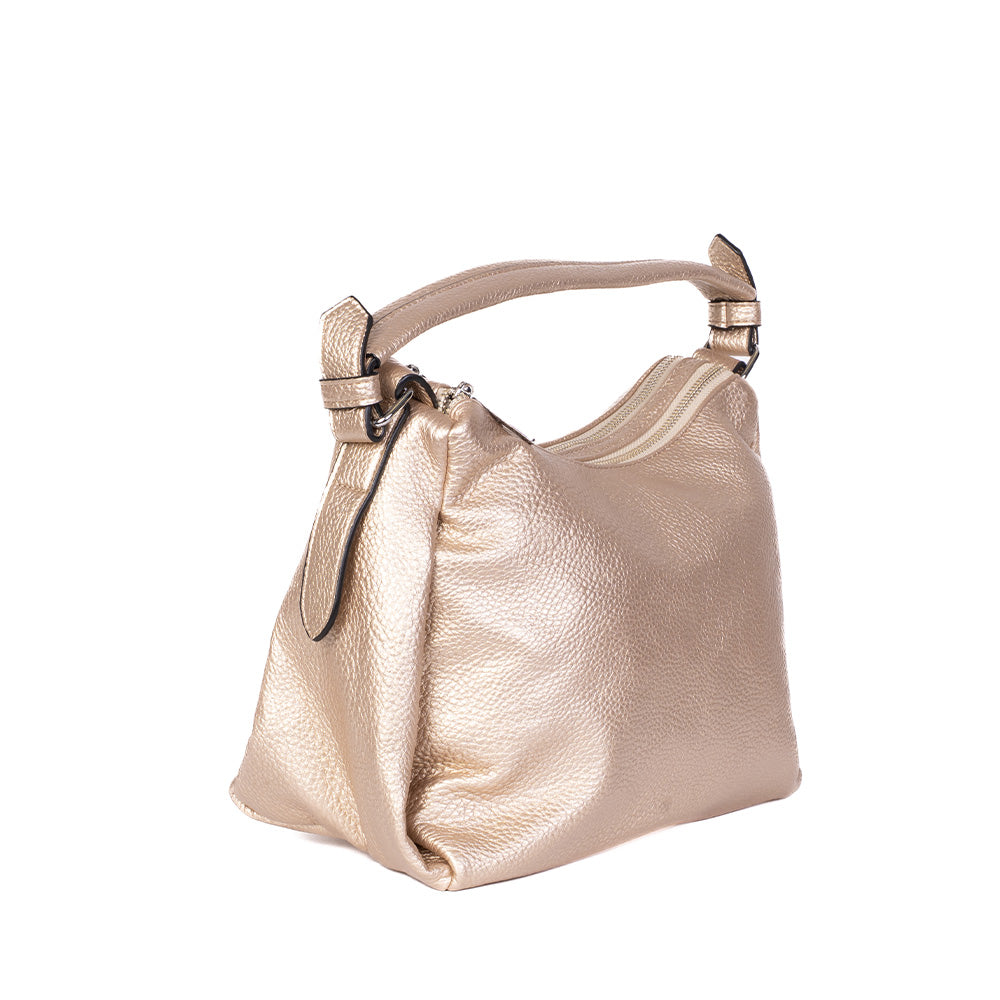 SHOULDER BAG WITH DOUBLE ZIP CLOSURE