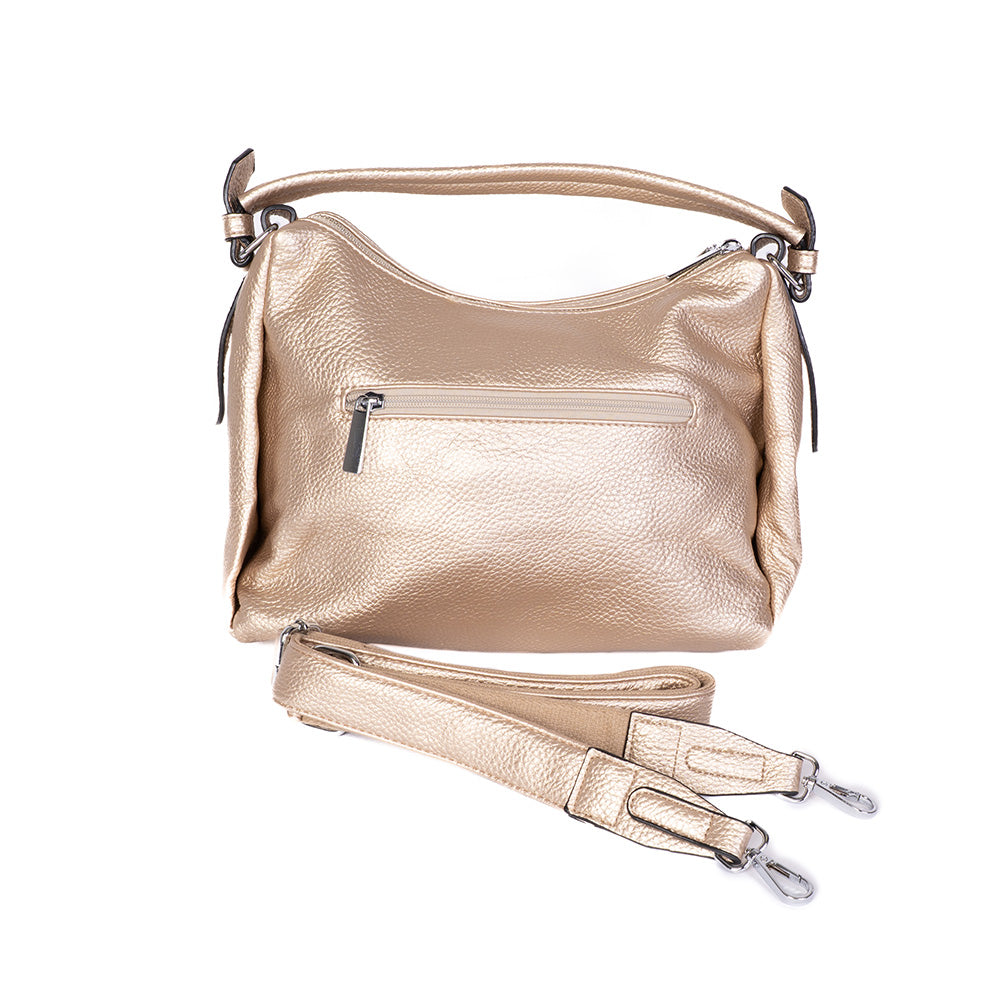 SHOULDER BAG WITH DOUBLE ZIP CLOSURE