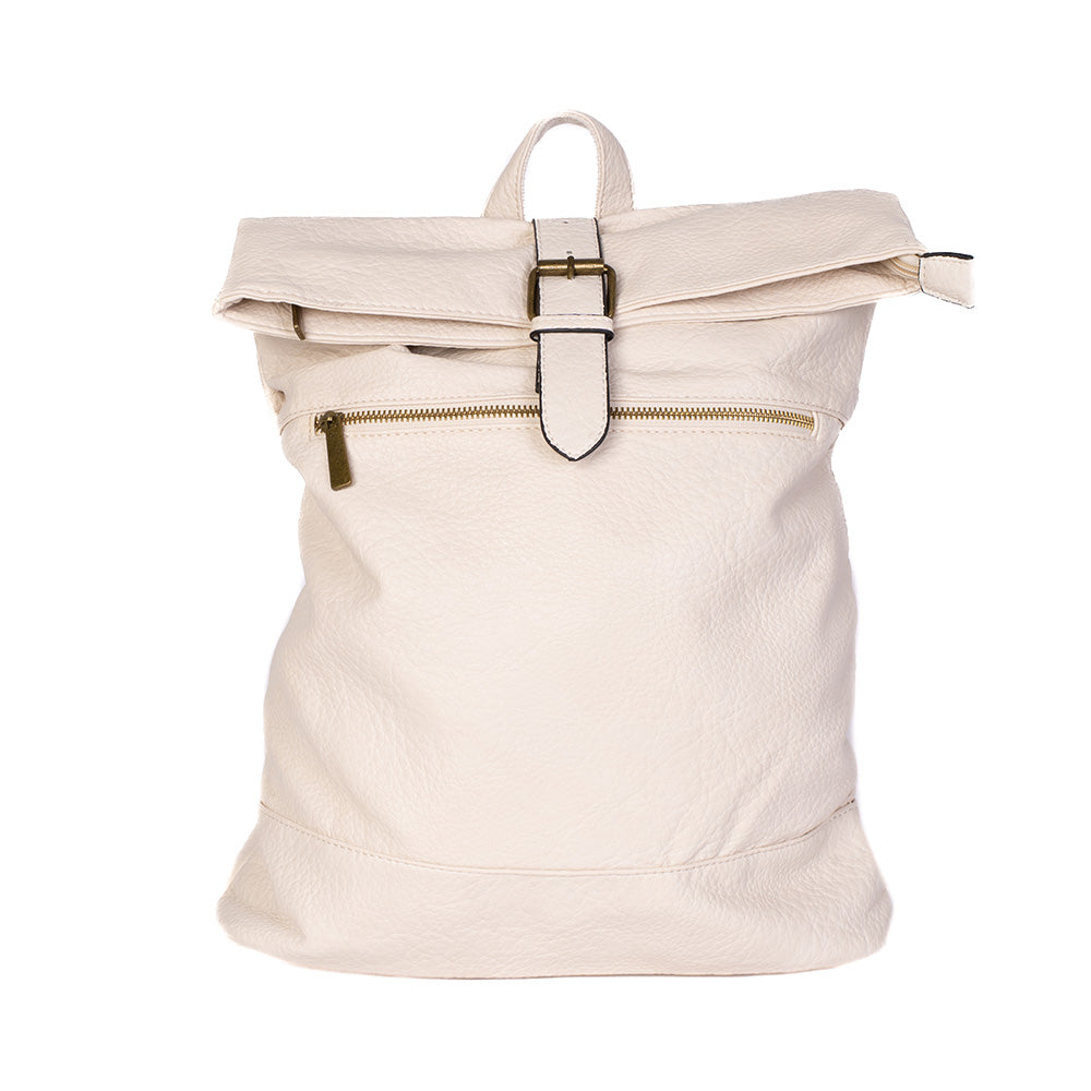BACKPACK BAG WITH FRONT ZIP AND FLAP CLOSURE