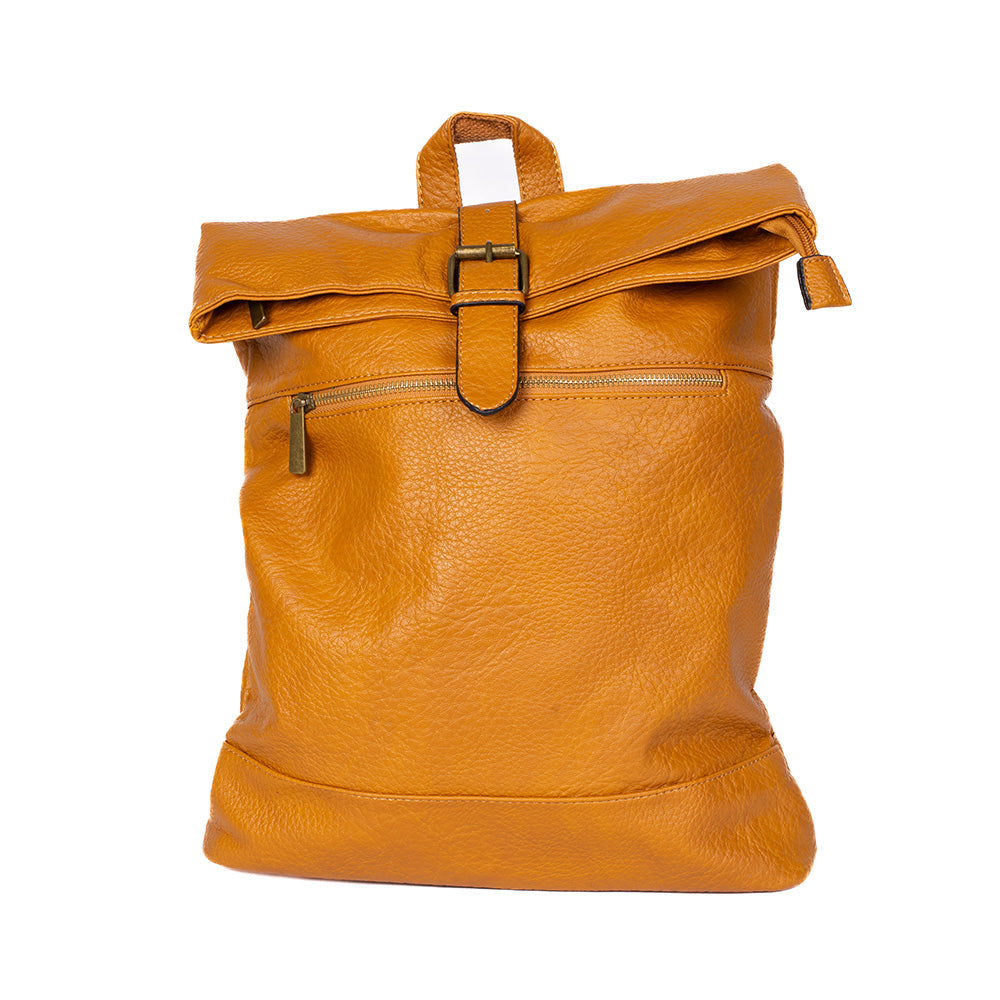 BACKPACK BAG WITH FRONT ZIP AND FLAP CLOSURE