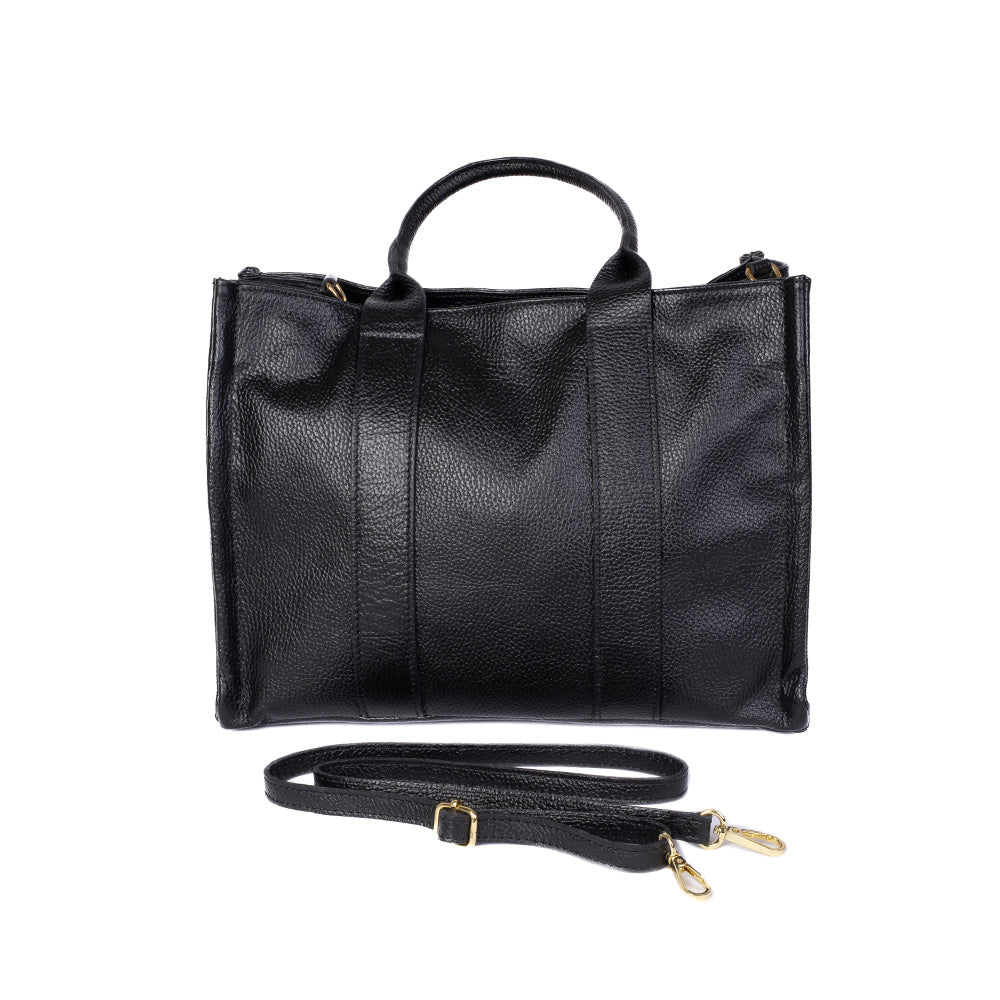 RECTANGULAR SHOULDER BAG WITH DOUBLE FRONT STRIP