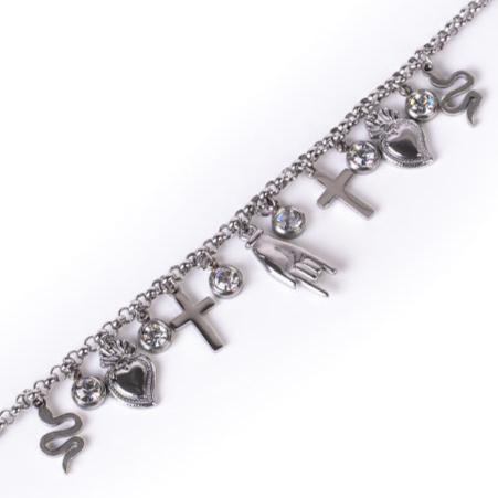 BRACCIALE MORBIDO CON CORNA CROCI SERPENTI E CUORI