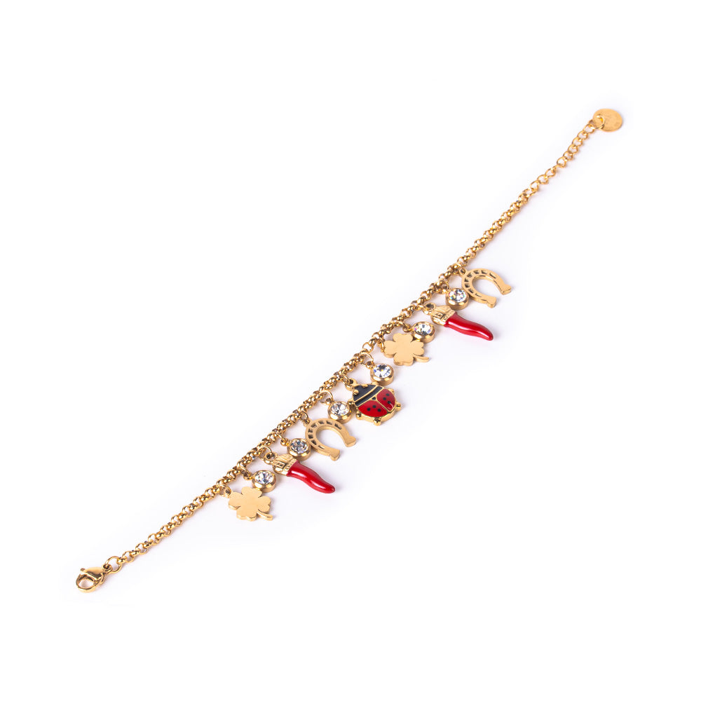 BRACCIALE MORBIDO CON PENDENTI PORTAFORTUNA