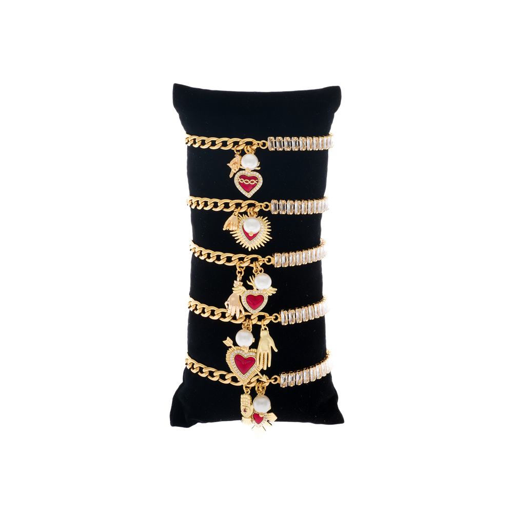 SOFT CHAIN AND RHINESTONE LOVE RAINBOW BRACELET