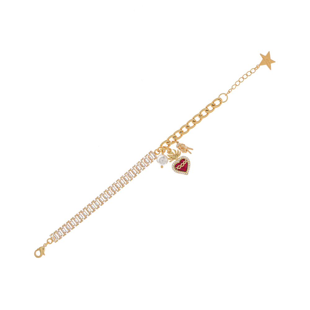 SOFT CHAIN AND RHINESTONE LOVE RAINBOW BRACELET