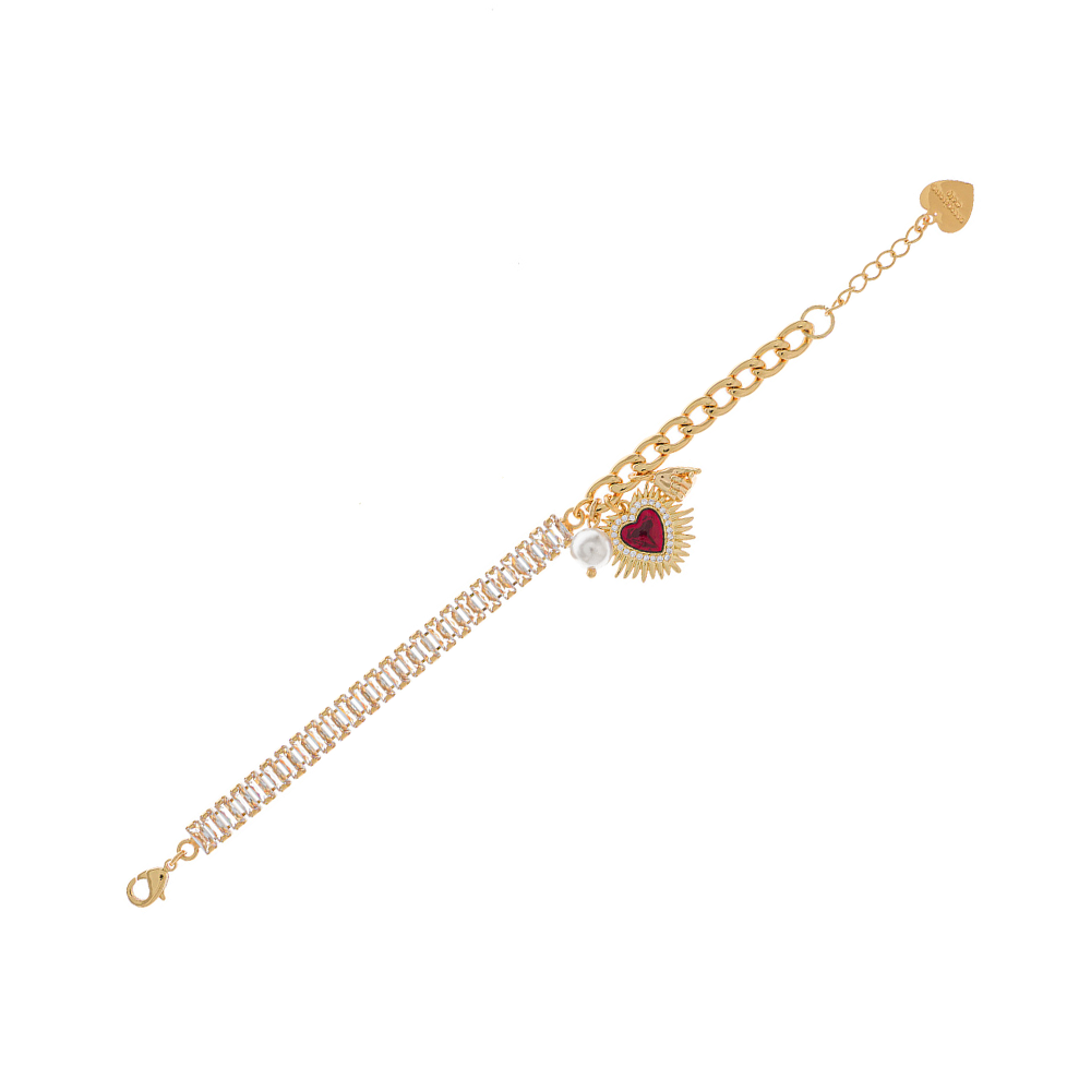 SOFT CHAIN AND RHINESTONE LOVE RAINBOW BRACELET