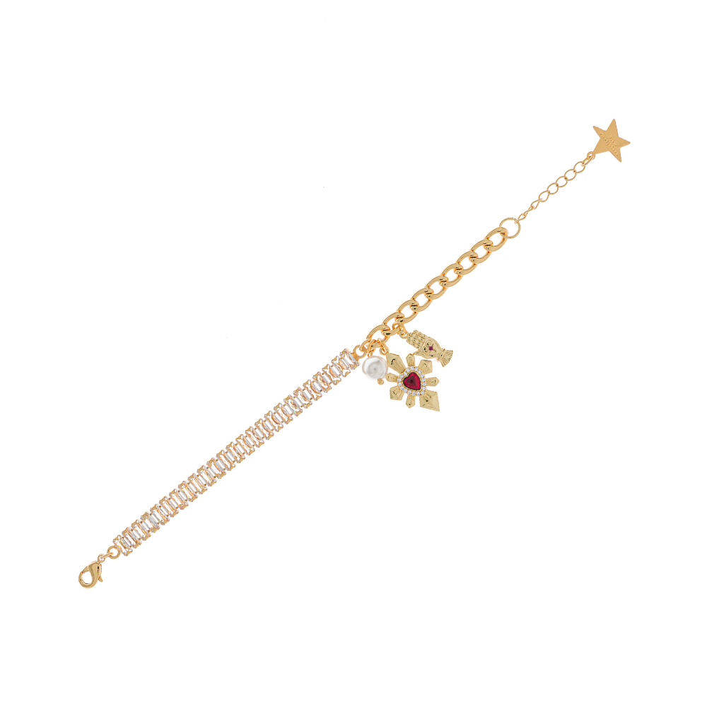 SOFT CHAIN AND RHINESTONE LOVE RAINBOW BRACELET