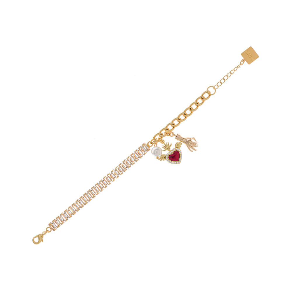SOFT CHAIN AND RHINESTONE LOVE RAINBOW BRACELET