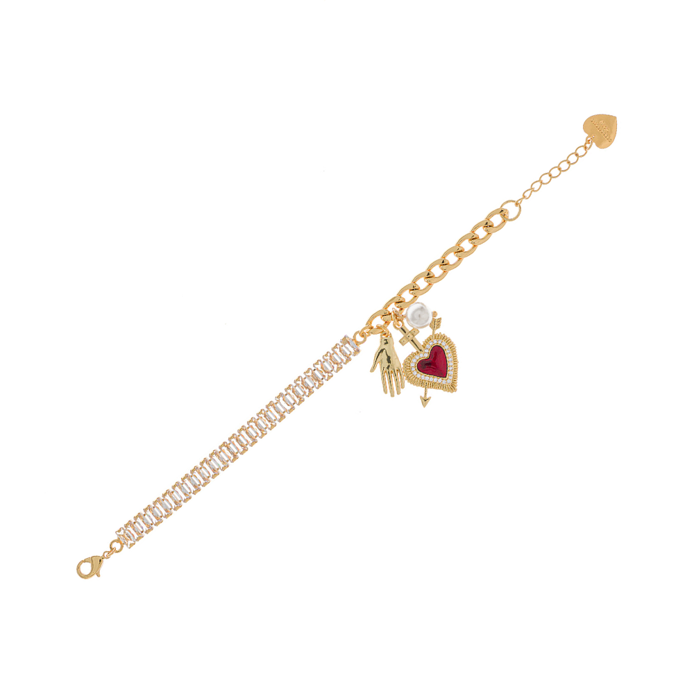 SOFT CHAIN AND RHINESTONE LOVE RAINBOW BRACELET